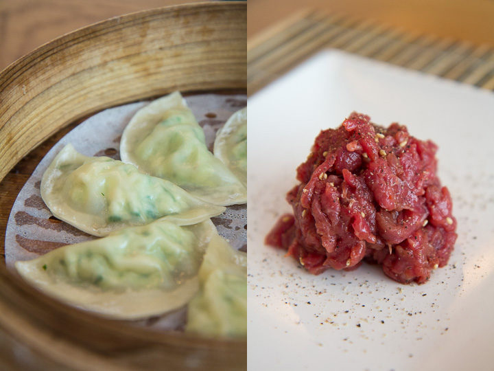 Mandoobar à Paris, ravioli et tartare © Camille Oger