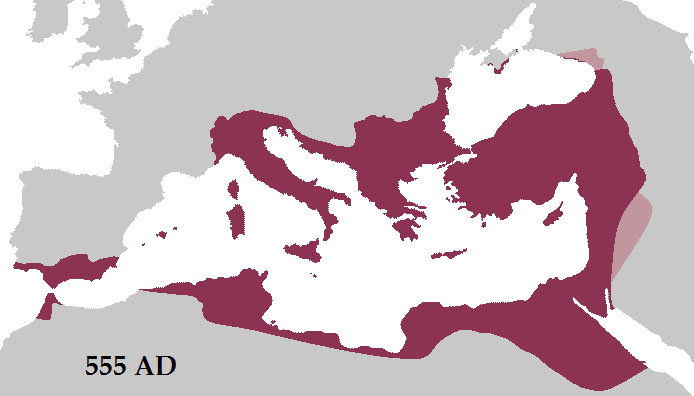 Empire byzantin en 555